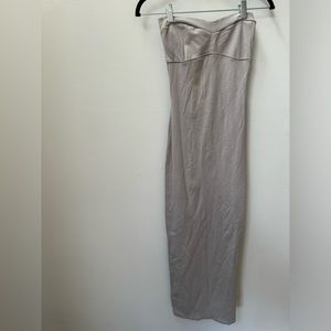 Wilfred Strapless Tube Dress, Cut Out Back,Creamy Light Grey Oatmeal, Size Small